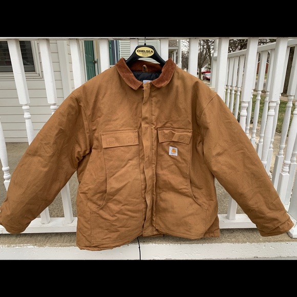 Vtg Carhartt Mens CO3 BRN Brown Big Jacket 54 Cotton Duck Canvas Quilted USA | Color: Brown/Red | Size: 54 | Miryanaboutique's Closet